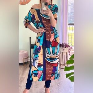 Abstract Multicolor duster/top, size M - NWT